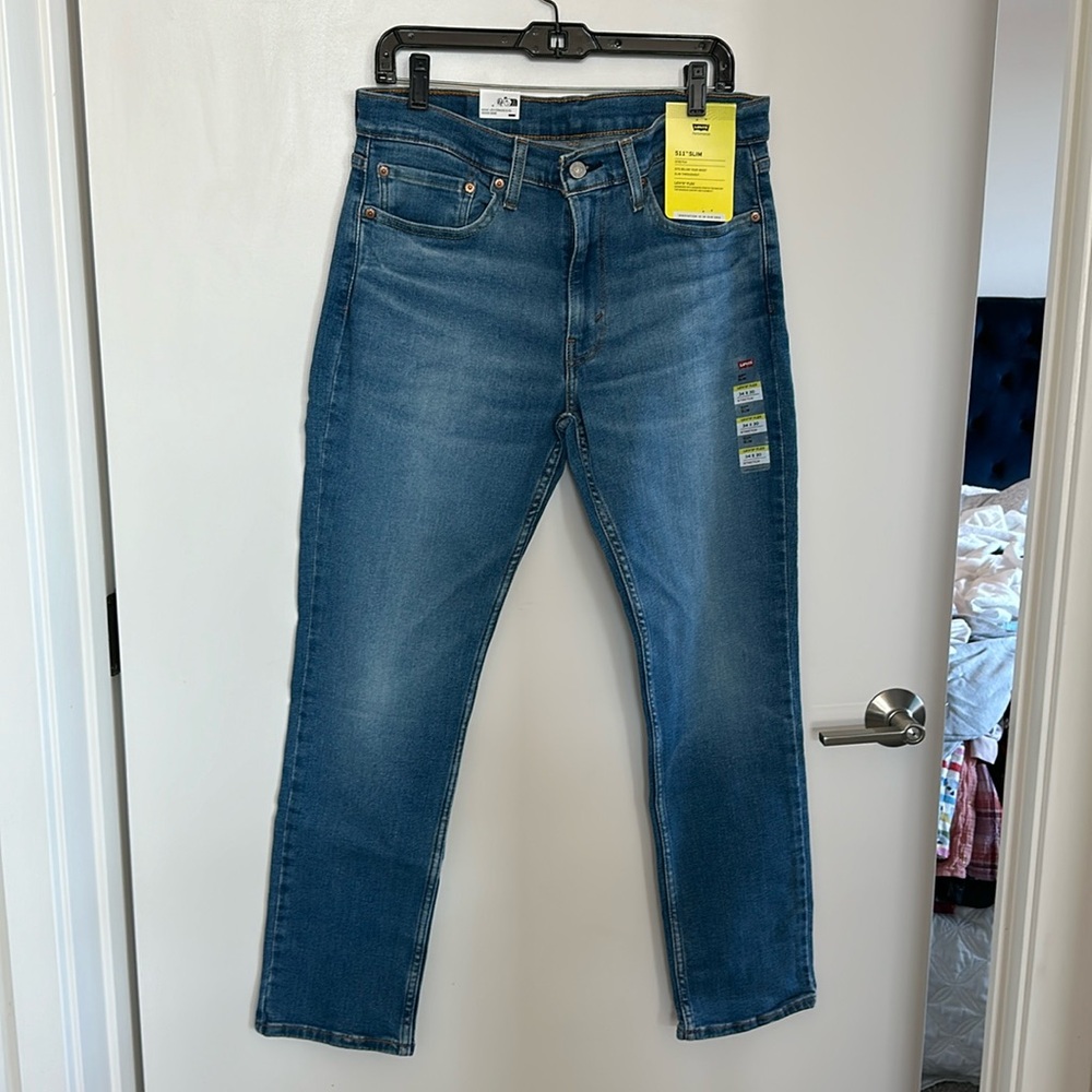 Levi’s men’s 511 slim fit blue jeans stretch cotton blend casual W34x L30 flex